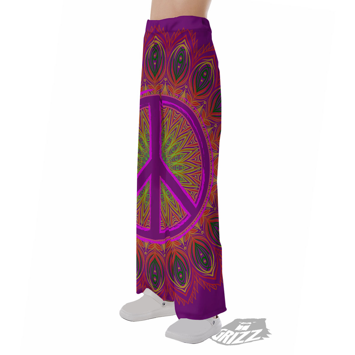 Peace Sign Psychedelic Hippie Print Pajama Pants-grizzshop