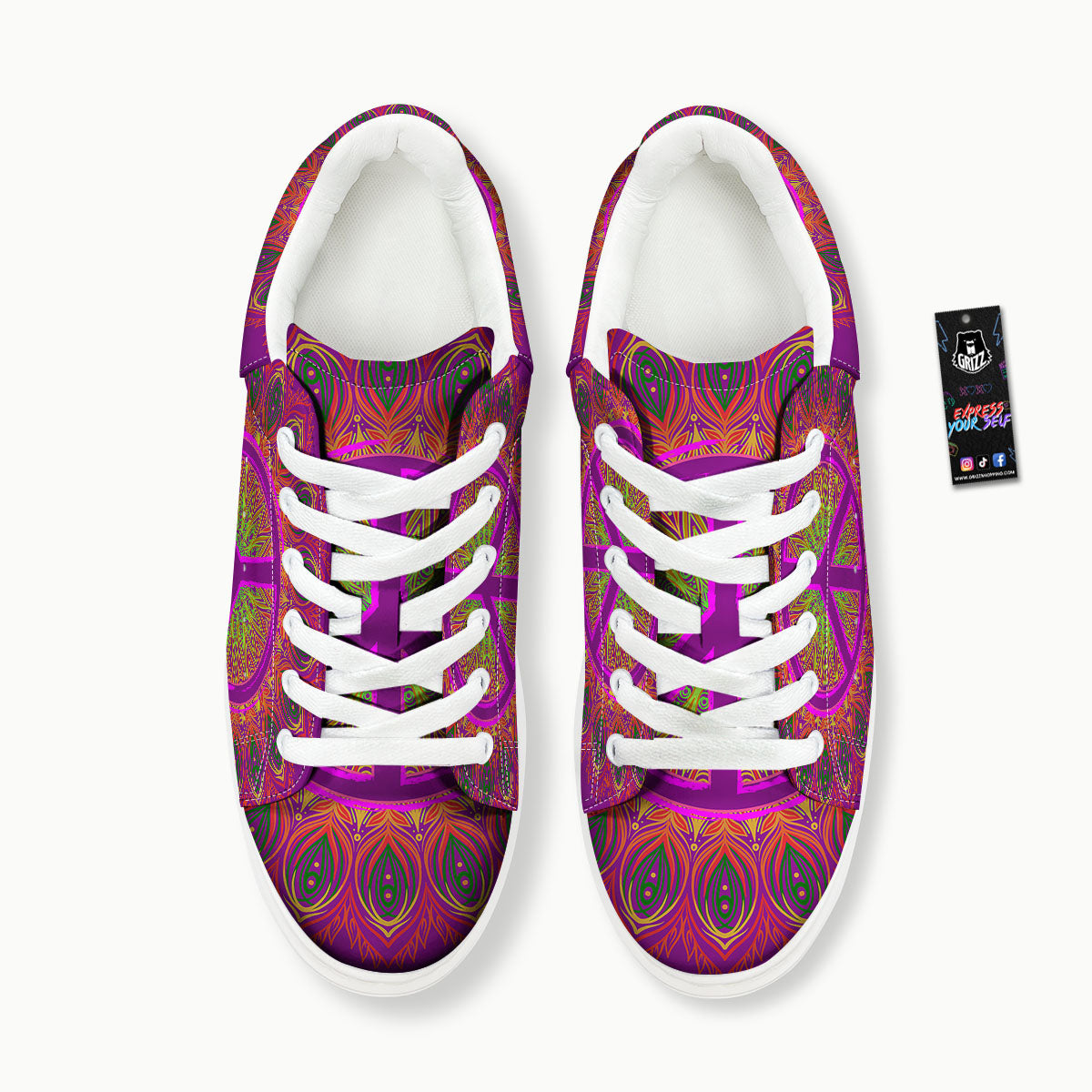 Peace Sign Psychedelic Hippie Print Platform Shoes-grizzshop