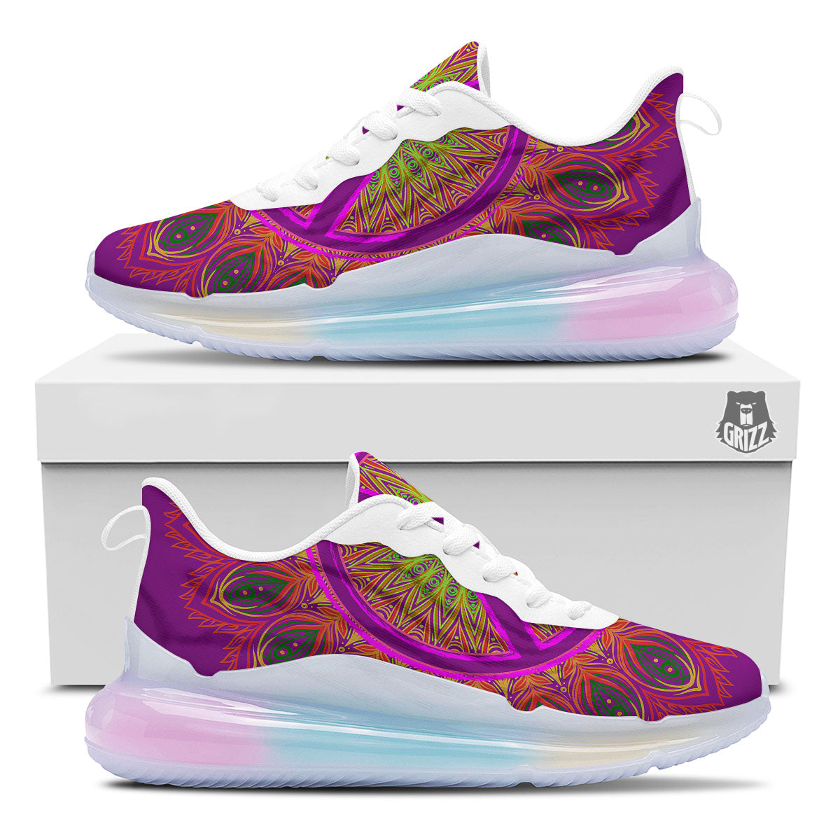 Peace Sign Psychedelic Hippie Print Running Sneakers-grizzshop