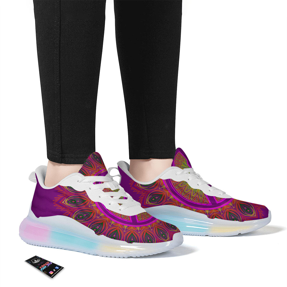 Peace Sign Psychedelic Hippie Print Running Sneakers-grizzshop