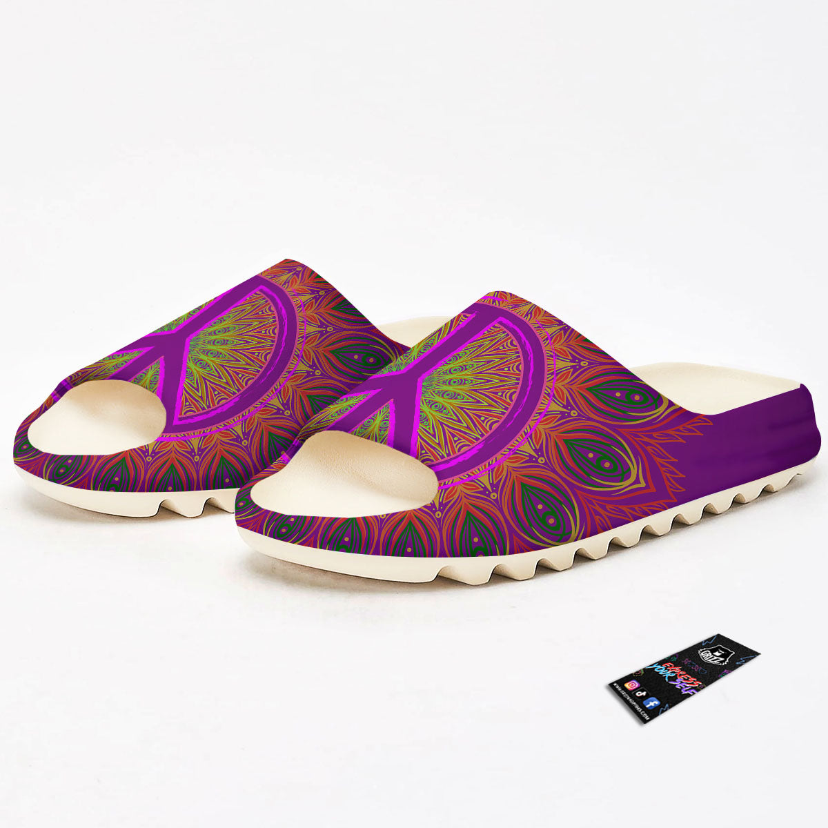 Peace Sign Psychedelic Hippie Print Sandals-grizzshop