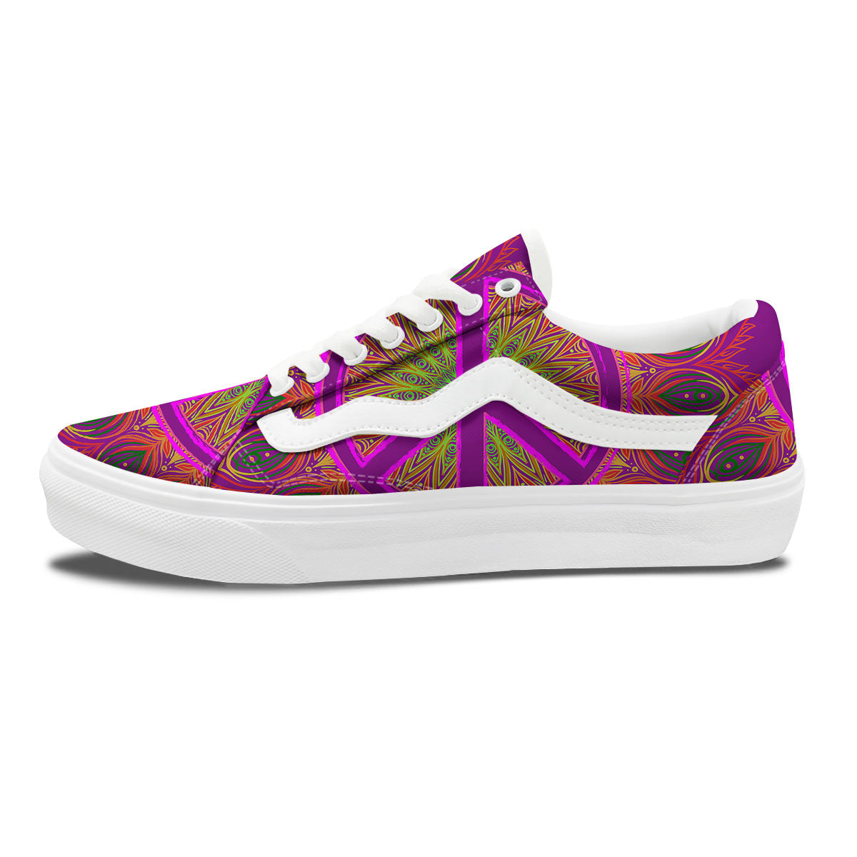 Peace Sign Psychedelic Hippie Print Skate Shoes-grizzshop