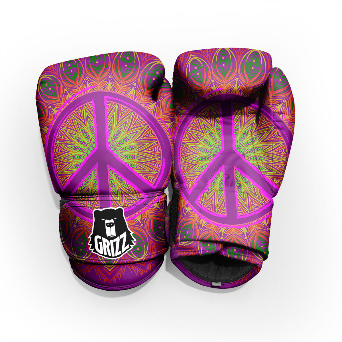 Peace Sign Psychedelic Hippie Print Pro Boxing Glove