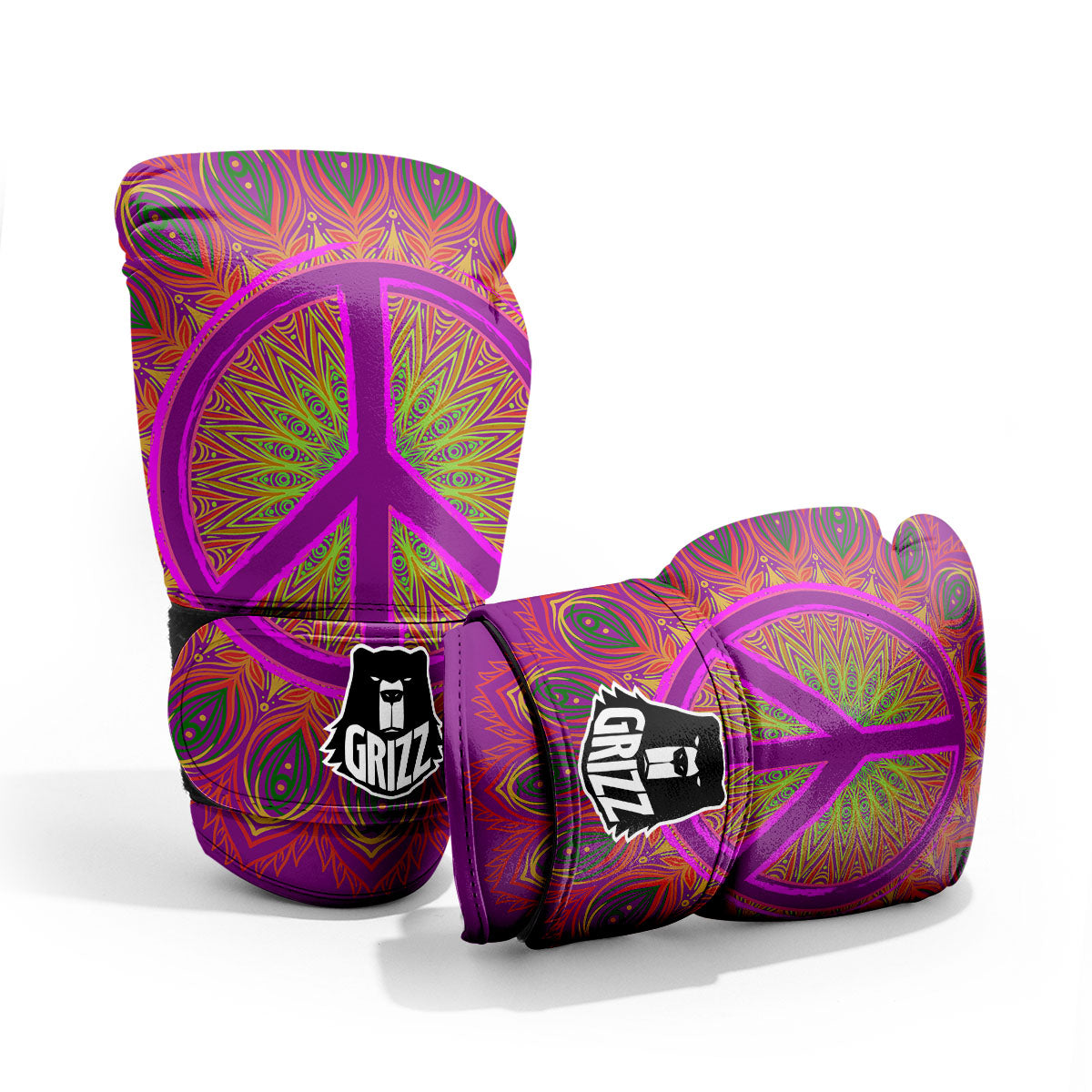 Peace Sign Psychedelic Hippie Print Pro Boxing Glove