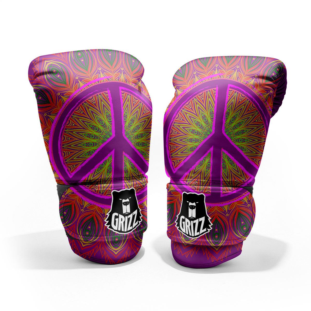Peace Sign Psychedelic Hippie Print Pro Boxing Glove