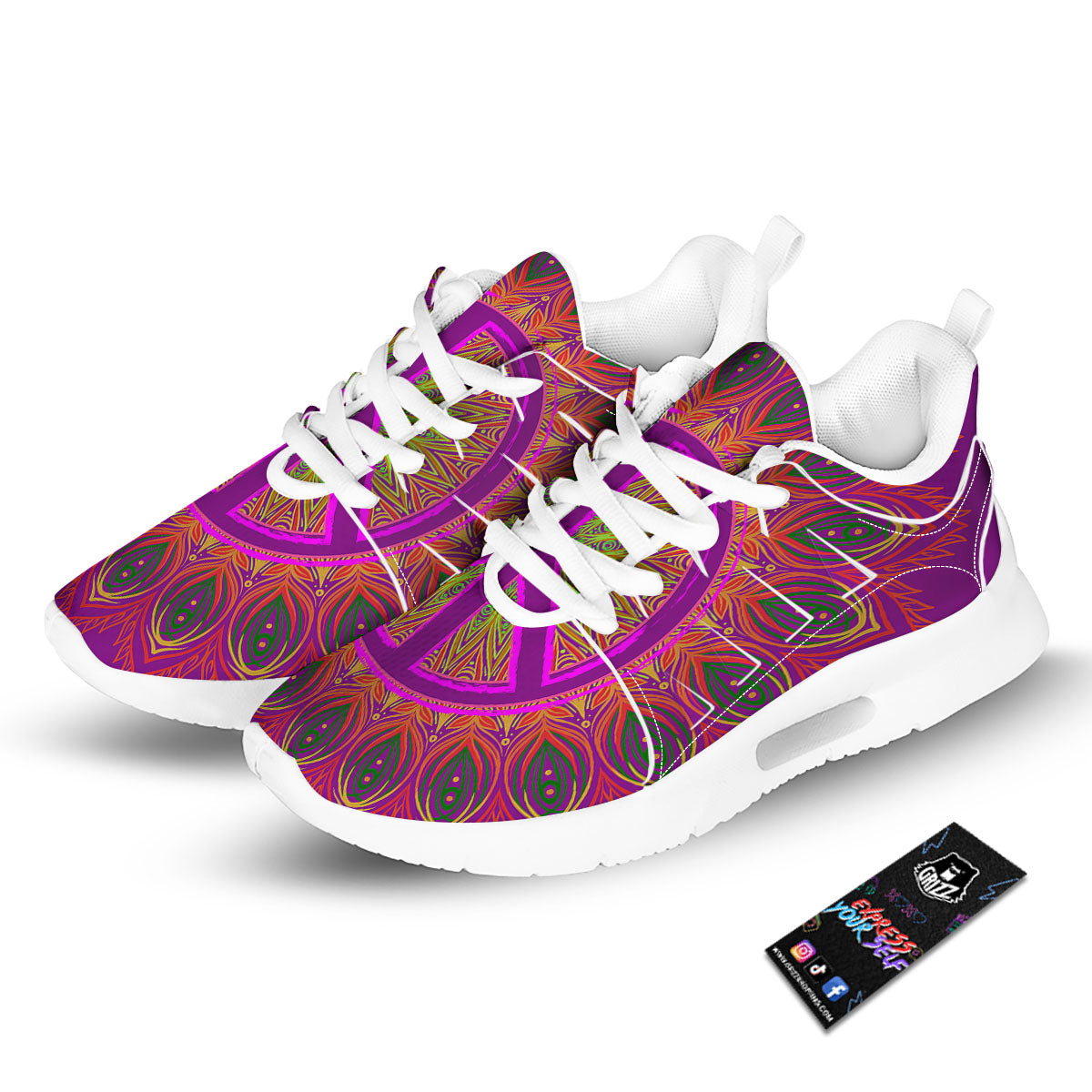 Peace Sign Psychedelic Hippie Print Tennis Shoes-grizzshop