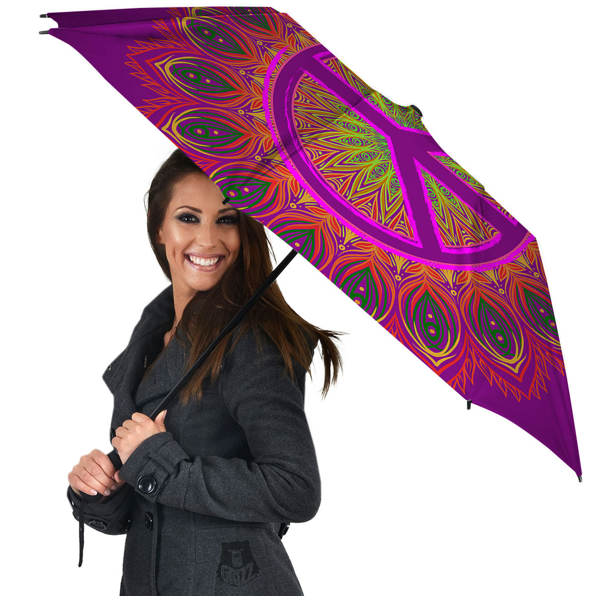 Peace Sign Psychedelic Hippie Print Umbrella-grizzshop