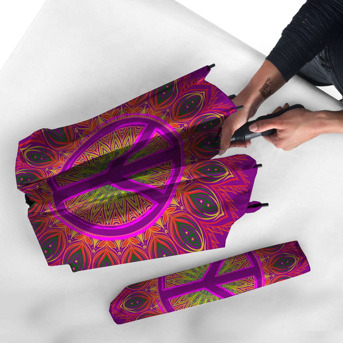 Peace Sign Psychedelic Hippie Print Umbrella-grizzshop