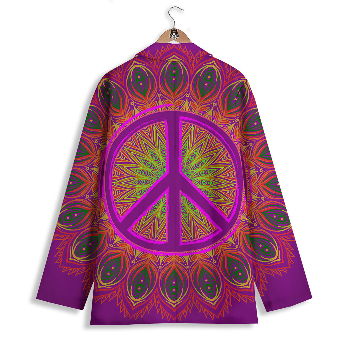 Peace Sign Psychedelic Hippie Print Women's Blazer-grizzshop