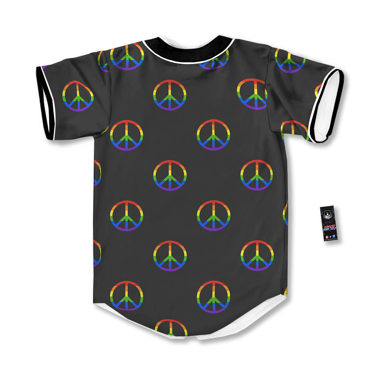 Peace Sign Rainbow LGBT Print Pattern Baseball Jersey-grizzshop