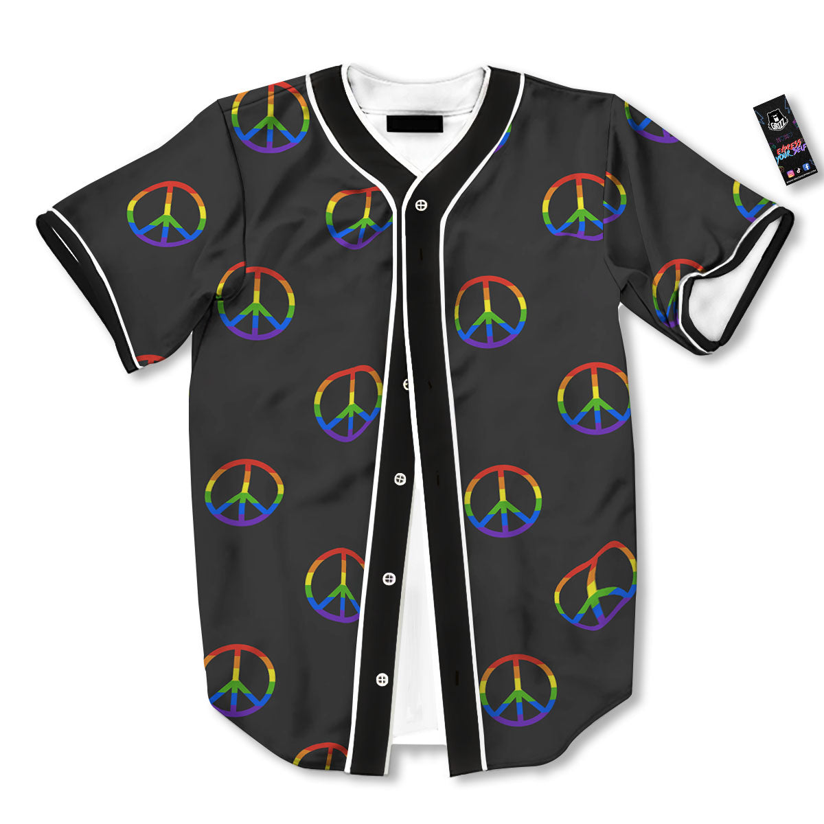 Peace Sign Rainbow LGBT Print Pattern Baseball Jersey-grizzshop