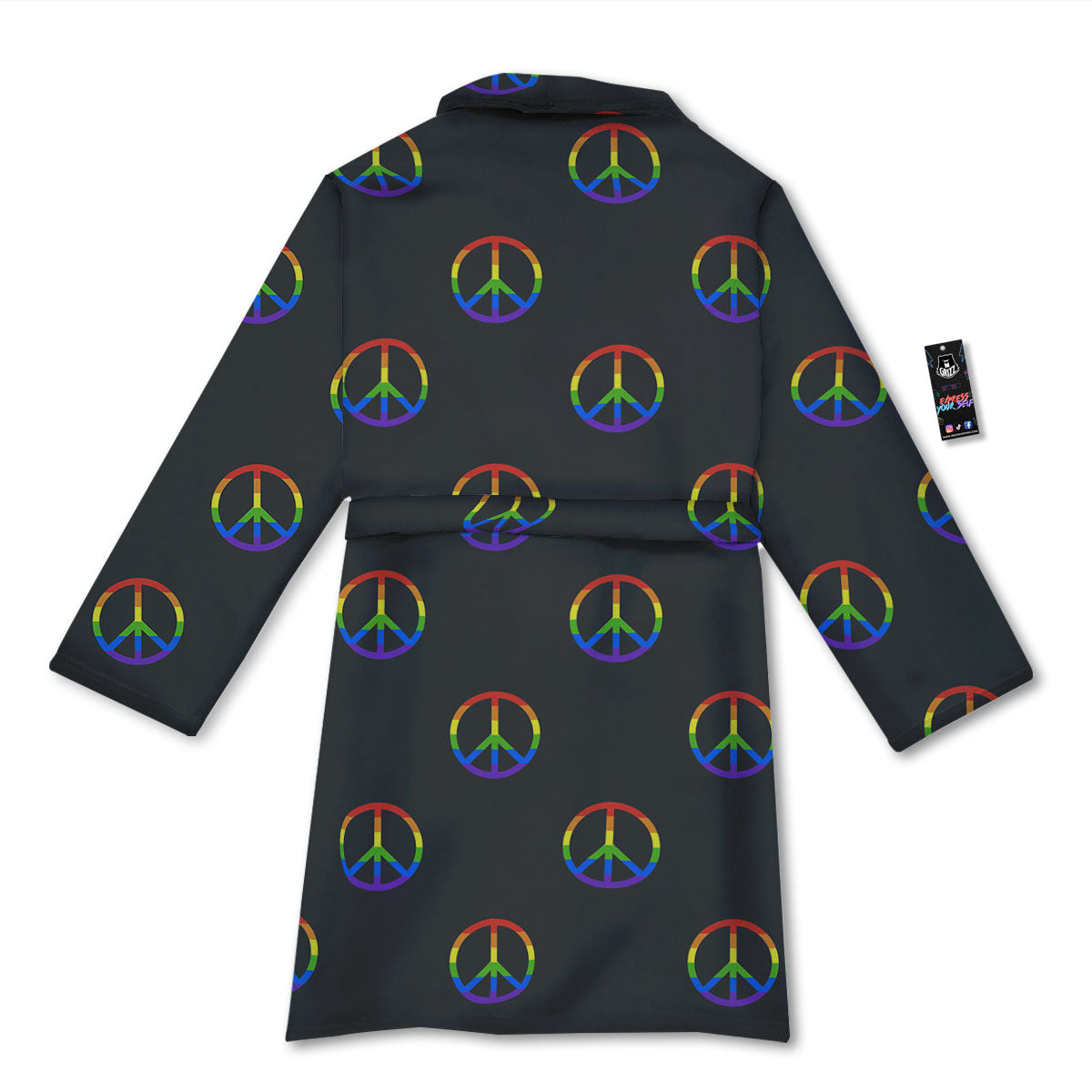 Peace Sign Rainbow LGBT Print Pattern Bathrobe-grizzshop