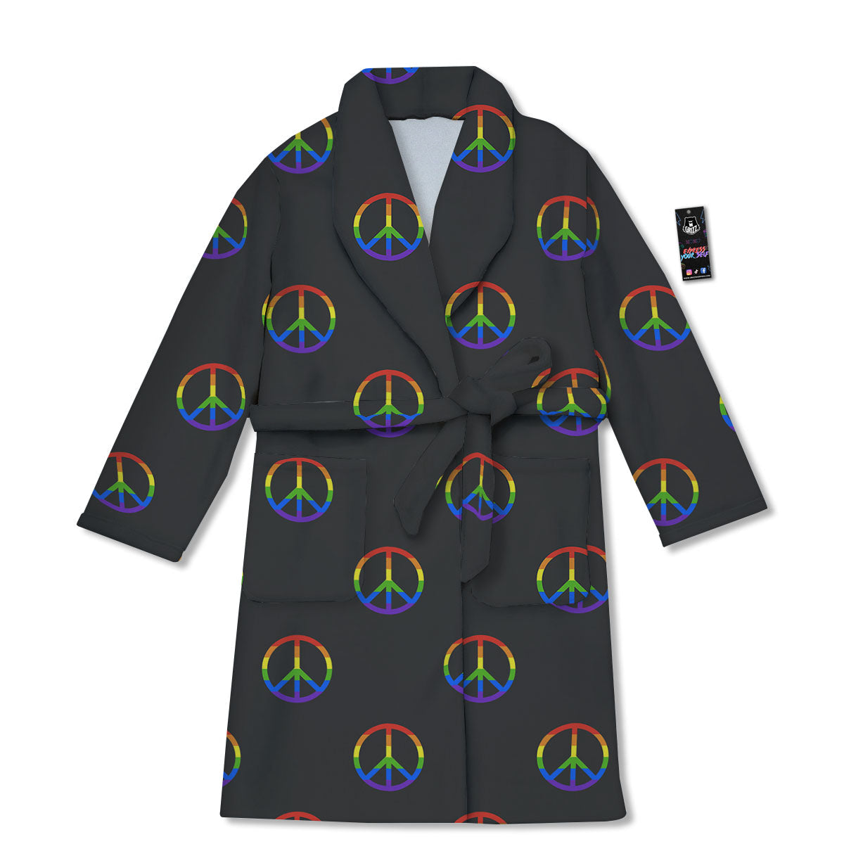 Peace Sign Rainbow LGBT Print Pattern Bathrobe-grizzshop