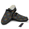 Peace Sign Rainbow LGBT Print Pattern Black Loafers-grizzshop