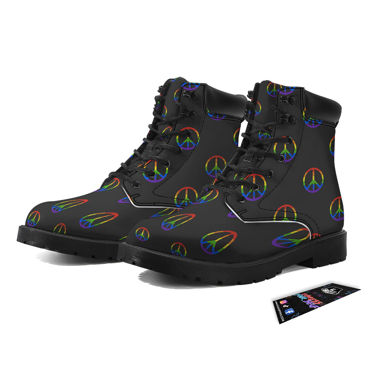 Peace Sign Rainbow LGBT Print Pattern Boots-grizzshop