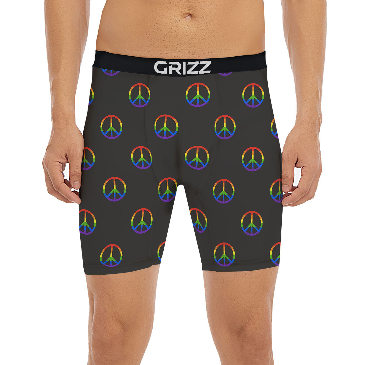 Peace Sign Rainbow LGBT Print Pattern Boxer Briefs-grizzshop