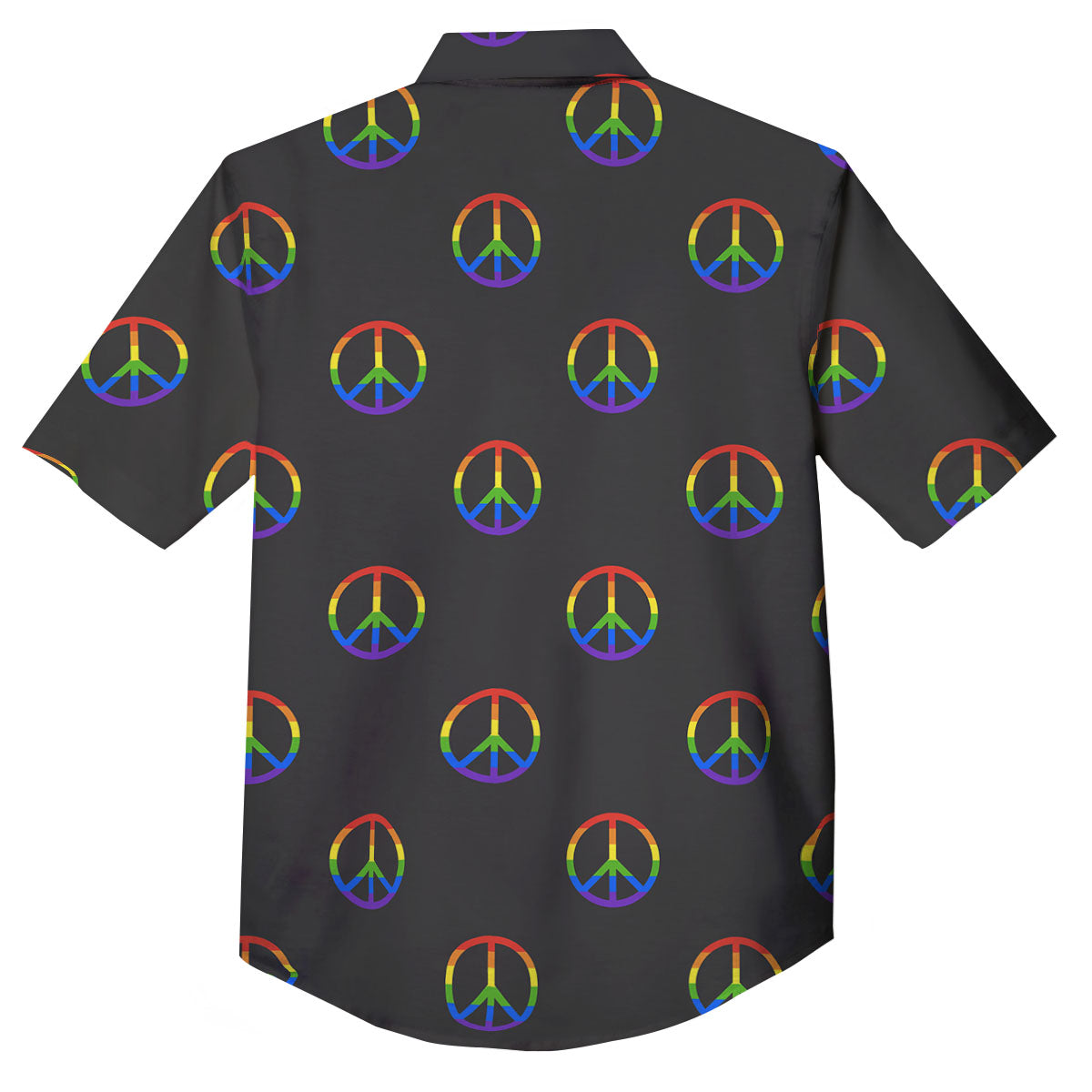 Peace Sign Rainbow LGBT Print Pattern Button Up Shirt-grizzshop