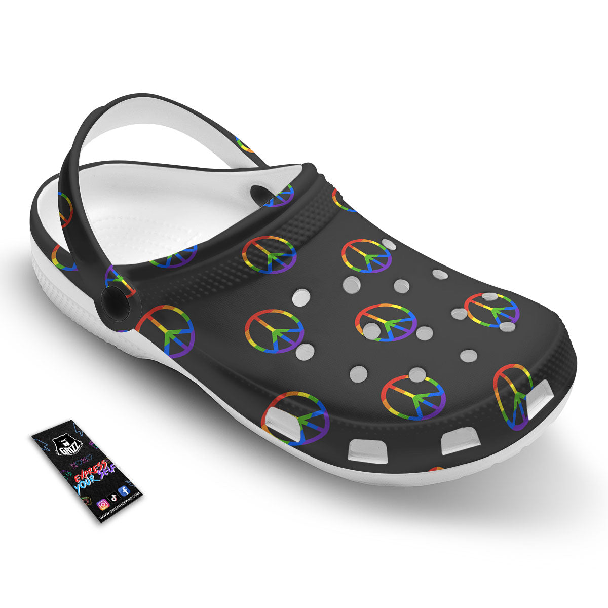 Peace Sign Rainbow LGBT Print Pattern Clog-grizzshop