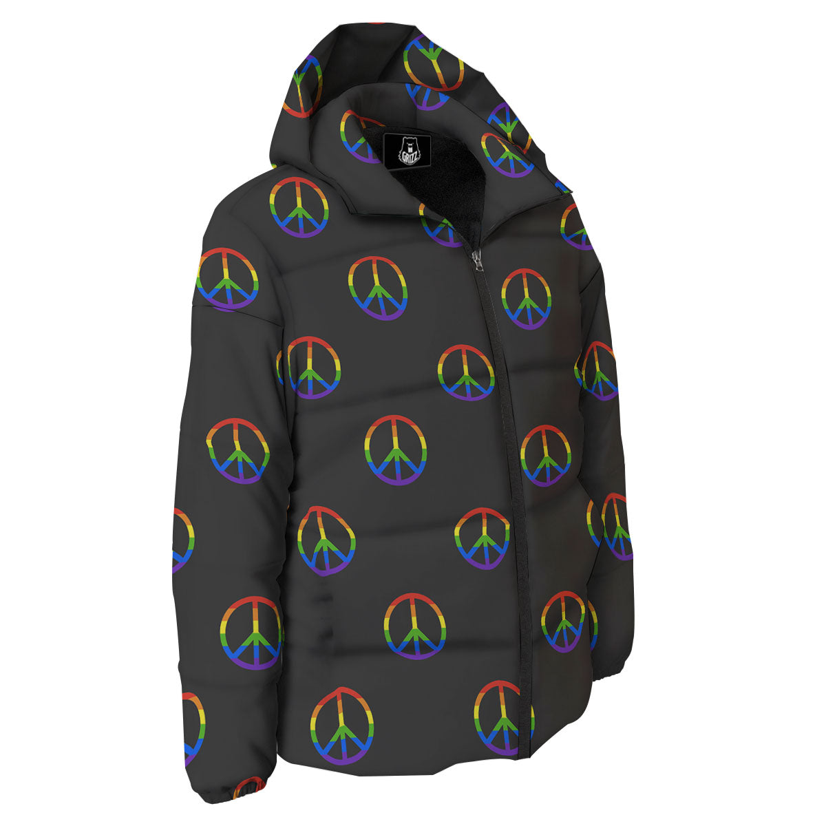 Peace Sign Rainbow LGBT Print Pattern Down Jacket-grizzshop