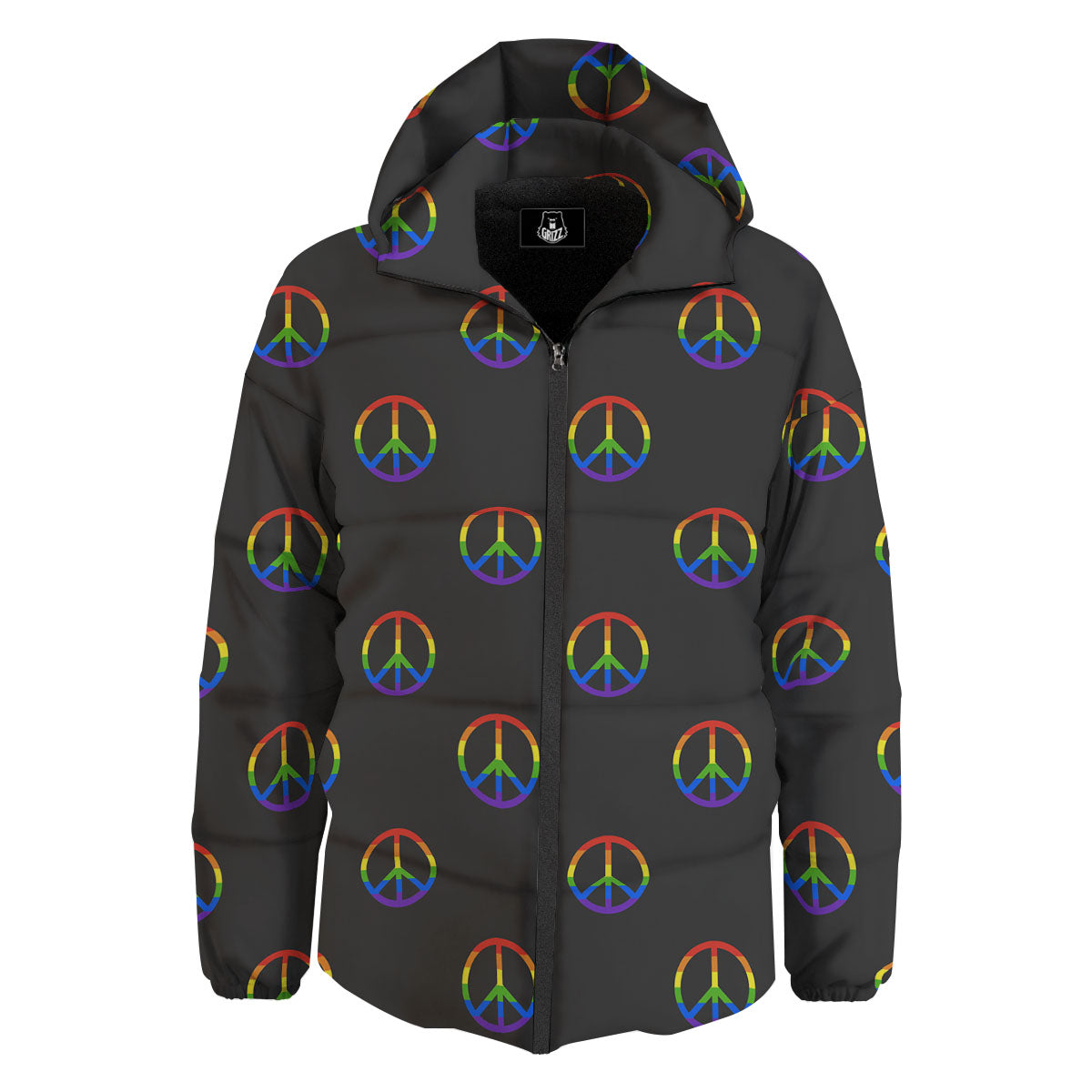 Peace Sign Rainbow LGBT Print Pattern Down Jacket-grizzshop