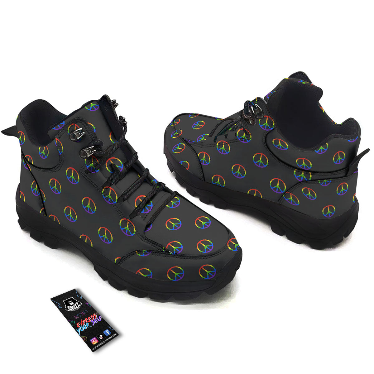 Peace Sign Rainbow LGBT Print Pattern Hiking Shoes-grizzshop