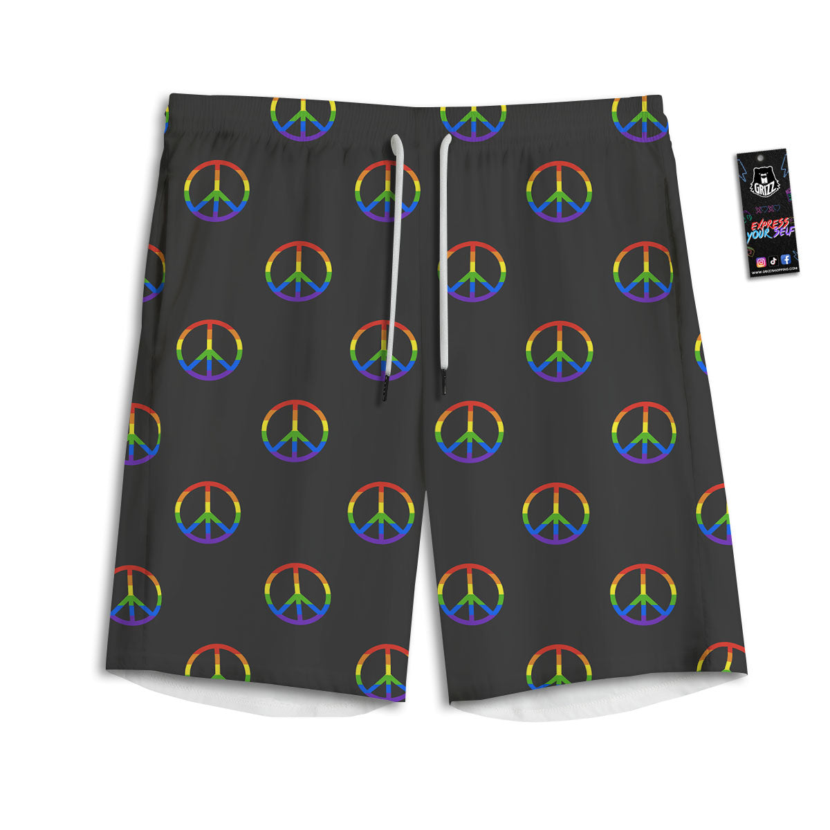 Peace Sign Rainbow LGBT Print Pattern Men's Athletic Shorts