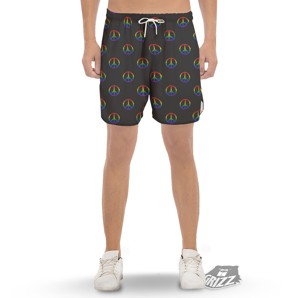 Peace Sign Rainbow LGBT Print Pattern Men's Gym Shorts-grizzshop