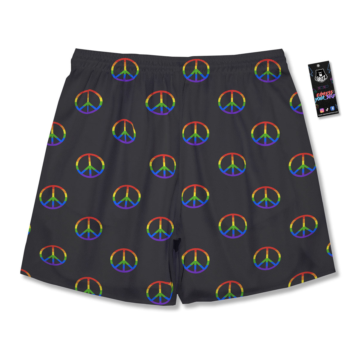 Peace Sign Rainbow LGBT Print Pattern Men's Running Shorts-grizzshop