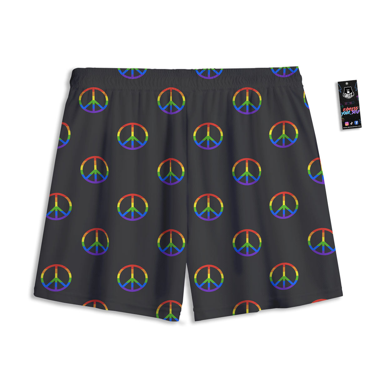 Peace Sign Rainbow LGBT Print Pattern Mesh Shorts