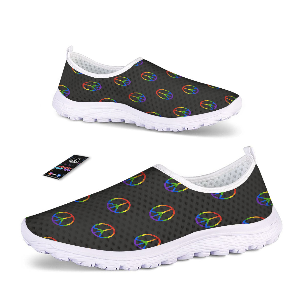 Peace Sign Rainbow LGBT Print Pattern Nurse Shoes-grizzshop