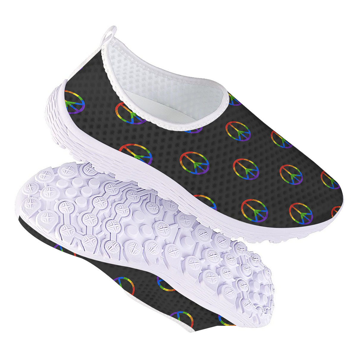 Peace Sign Rainbow LGBT Print Pattern Nurse Shoes-grizzshop