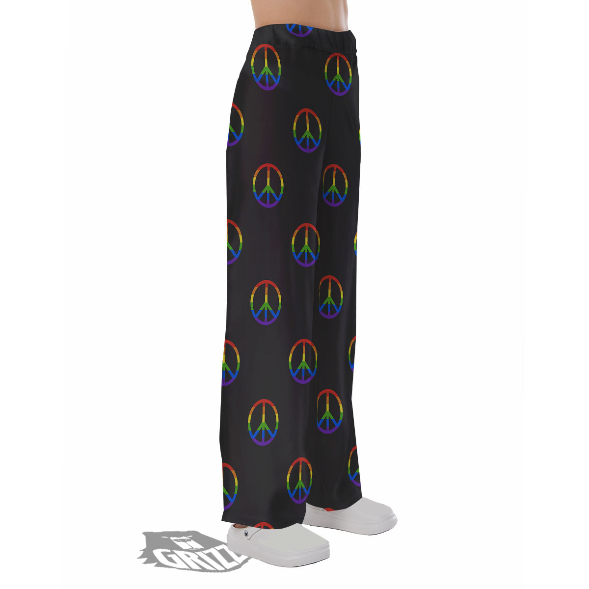 Peace Sign Rainbow LGBT Print Pattern Pajama Pants-grizzshop