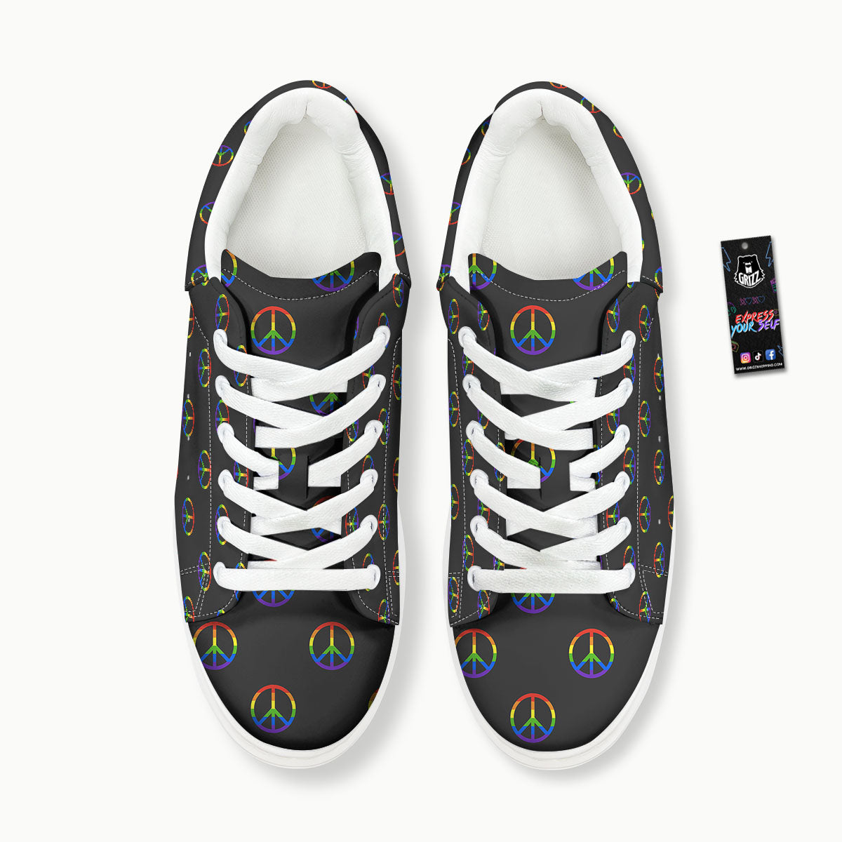 Peace Sign Rainbow LGBT Print Pattern Platform Shoes-grizzshop