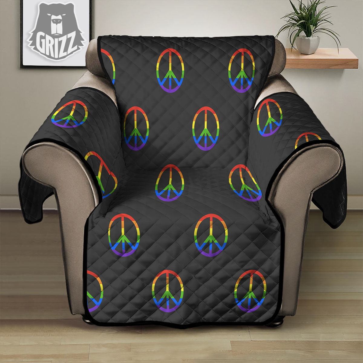 Peace Sign Rainbow LGBT Print Pattern Recliner Protector-grizzshop