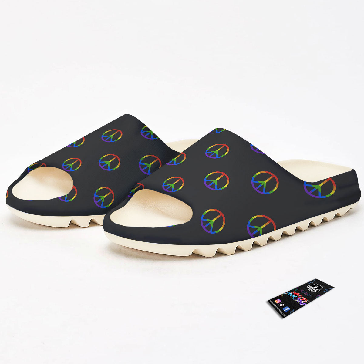 Peace Sign Rainbow LGBT Print Pattern Sandals-grizzshop