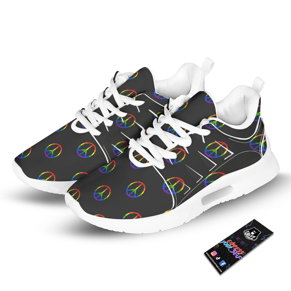 Peace Sign Rainbow LGBT Print Pattern Tennis Shoes-grizzshop