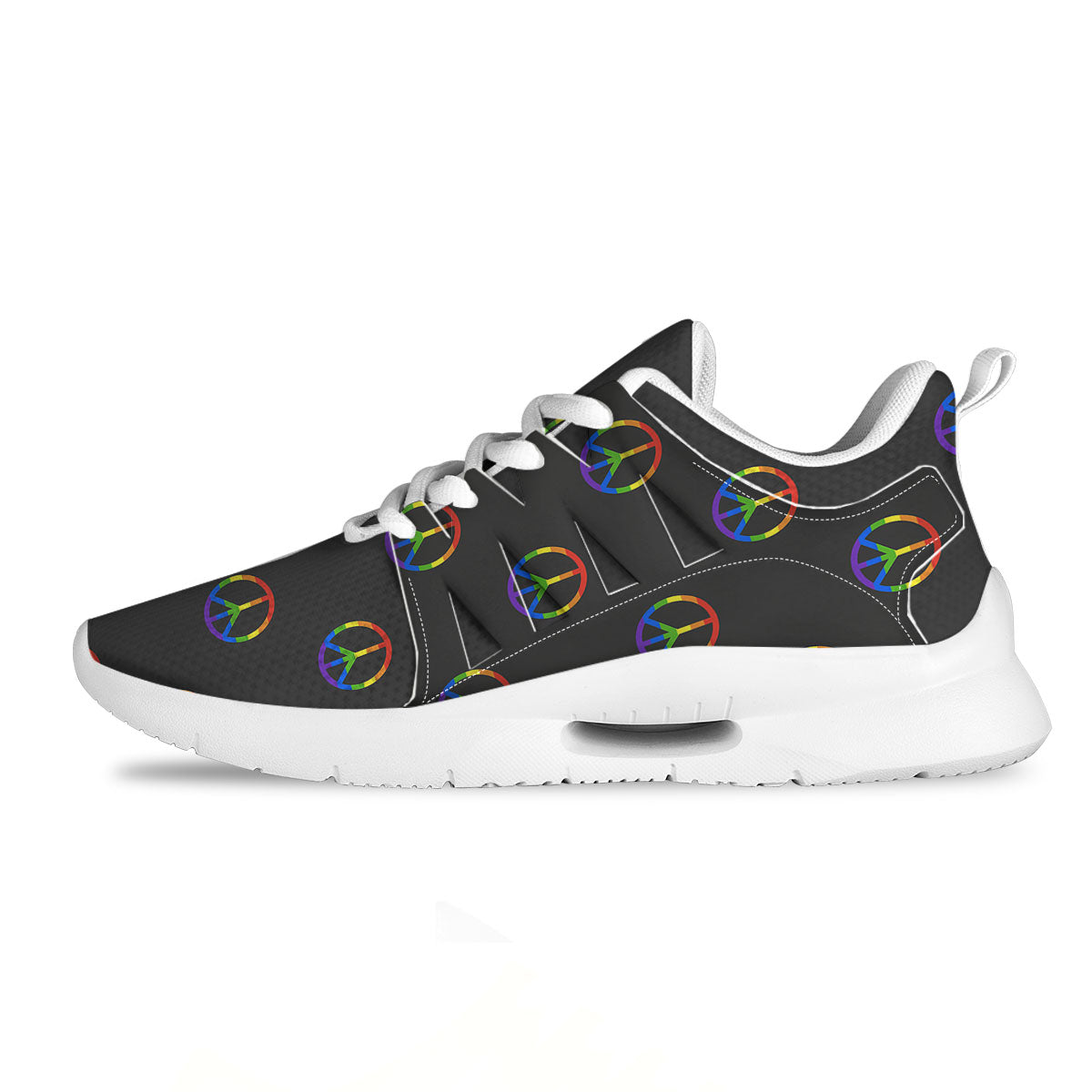 Peace Sign Rainbow LGBT Print Pattern Tennis Shoes-grizzshop