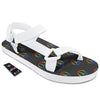 Peace Sign Rainbow LGBT Print Pattern White Open Toe Sandals-grizzshop