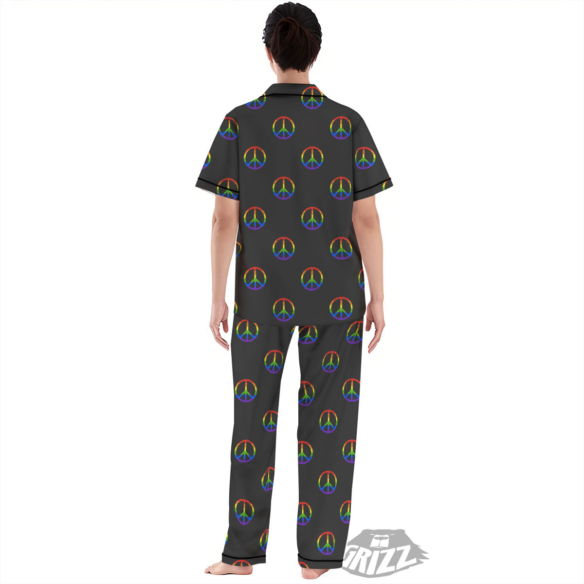 Peace Sign Rainbow LGBT Print Pattern Women's Pajamas Set-grizzshop