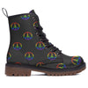 Peace Sign Rainbow LGBT Print Pattern Work Boots-grizzshop