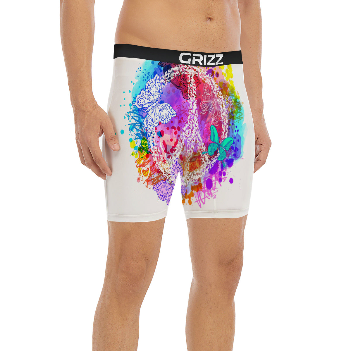 Peace Signs Colorful Hippie Print Boxer Briefs-grizzshop