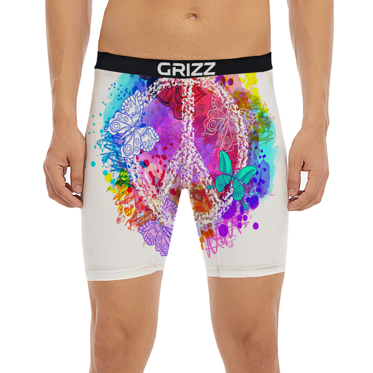 Peace Signs Colorful Hippie Print Boxer Briefs-grizzshop