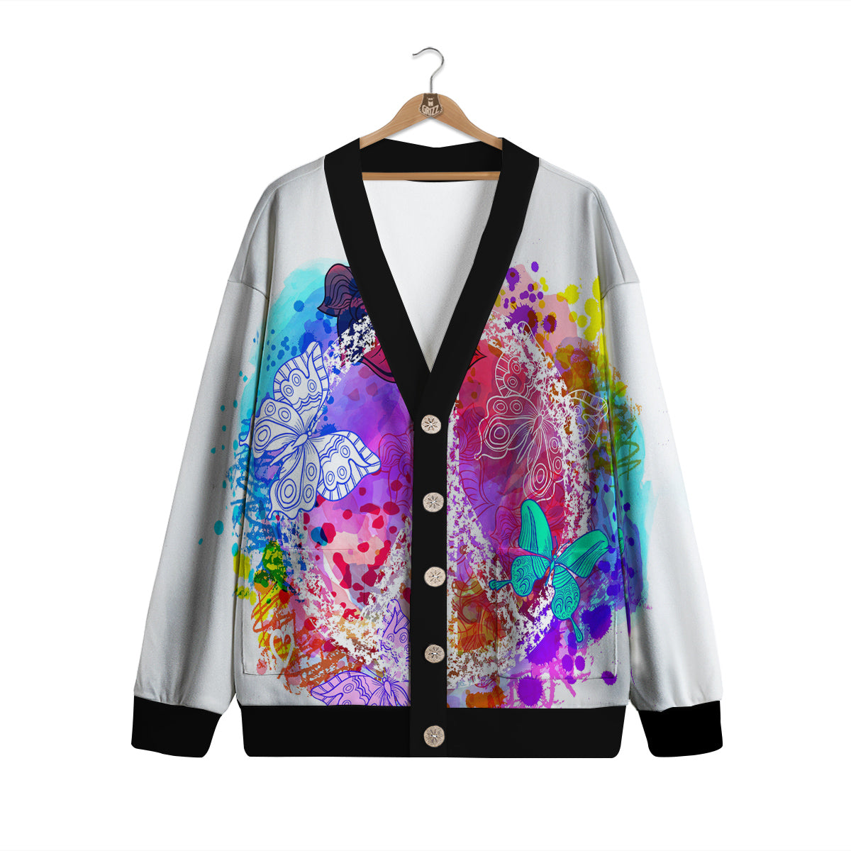 Peace Signs Colorful Hippie Print Cardigan-grizzshop
