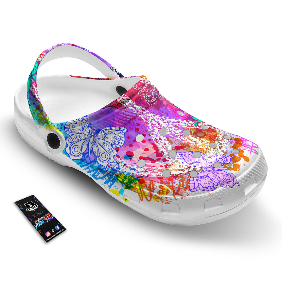 Peace Signs Colorful Hippie Print Clog-grizzshop