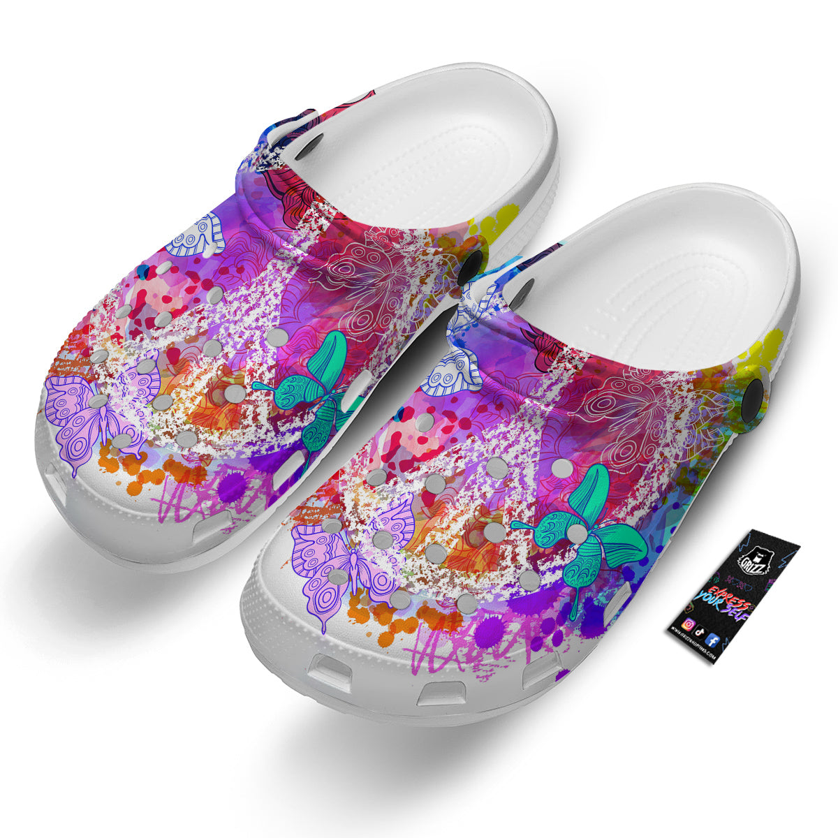 Peace Signs Colorful Hippie Print Clog-grizzshop
