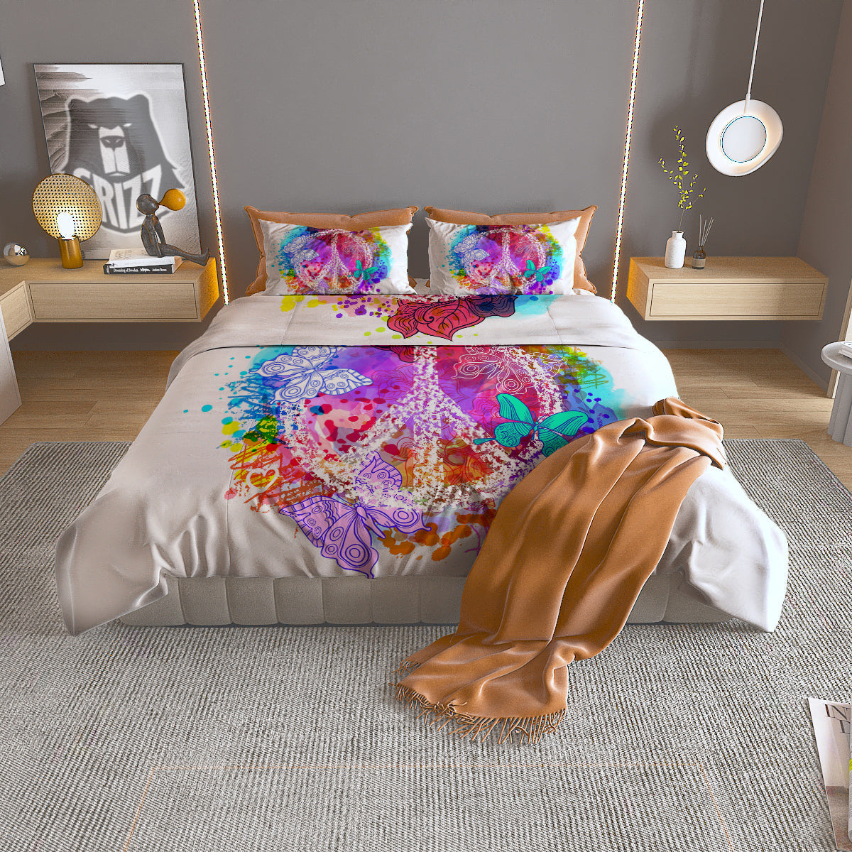 Optical Illusion Dartboard Moving Duvet Cover Bedding Set