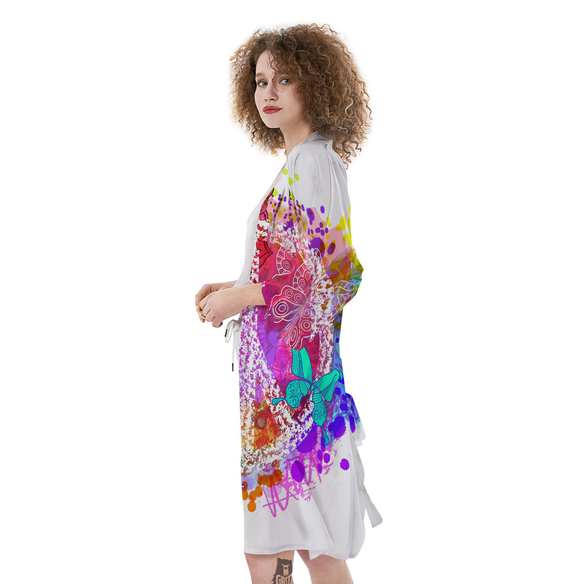 Peace Signs Colorful Hippie Print Kimono-grizzshop