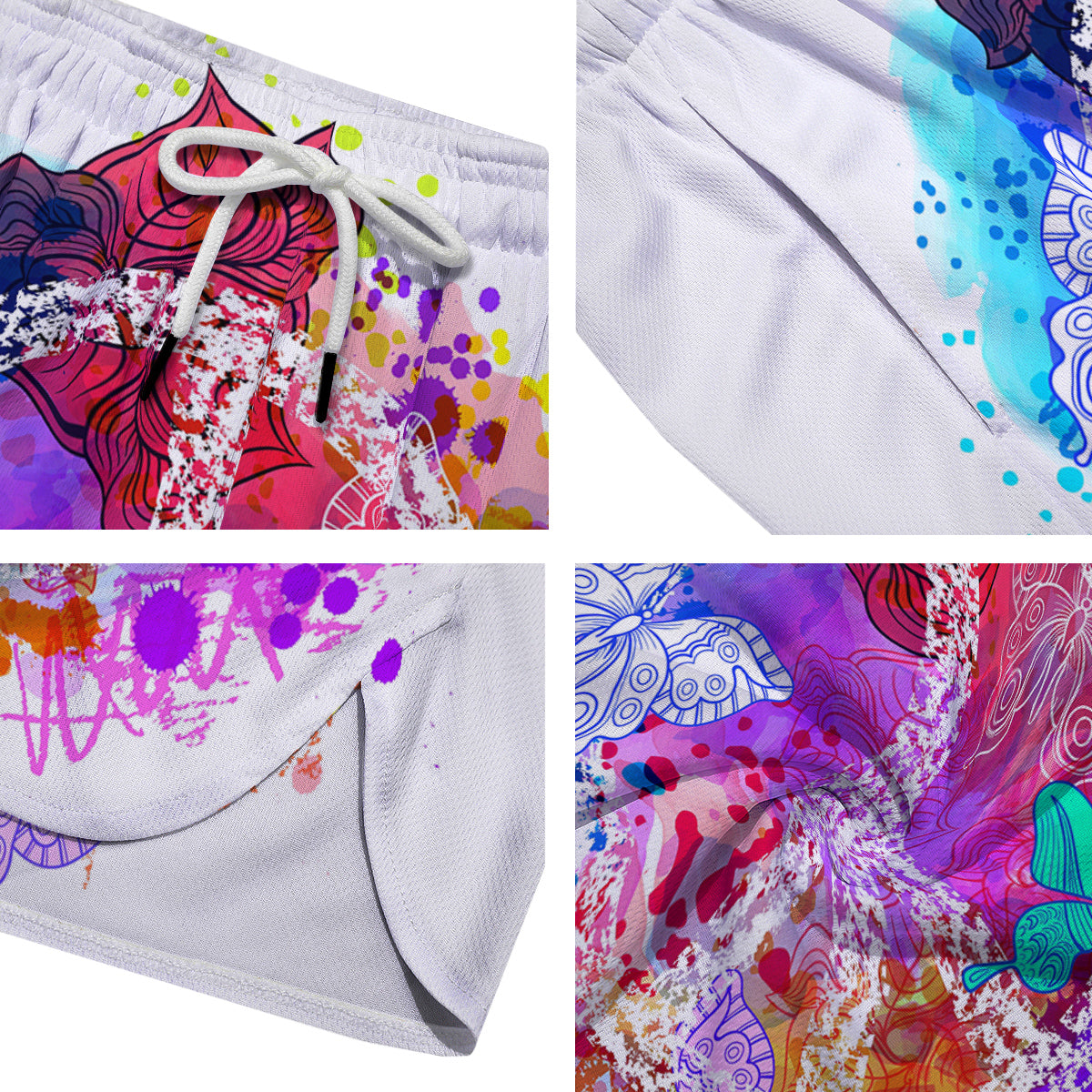 Peace Signs Colorful Hippie Print Men's Running Shorts-grizzshop