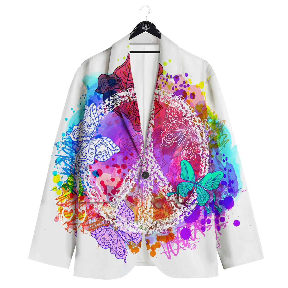 Peace Signs Colorful Hippie Print Men's Sport Coat-grizzshop