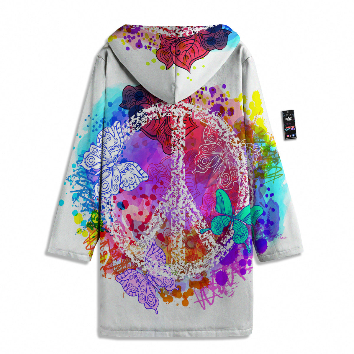 Peace Signs Colorful Hippie Print Men's Windbreaker Jacket-grizzshop